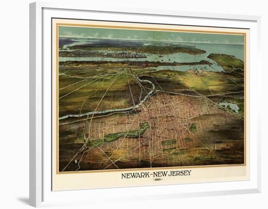 Birdseye View Of Newark, New Jersey 1916-Vintage Lavoie-Framed Premium Giclee Print