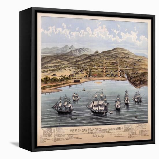 Birdseye View Of San Francisco 1847-Vintage Lavoie-Framed Stretched Canvas