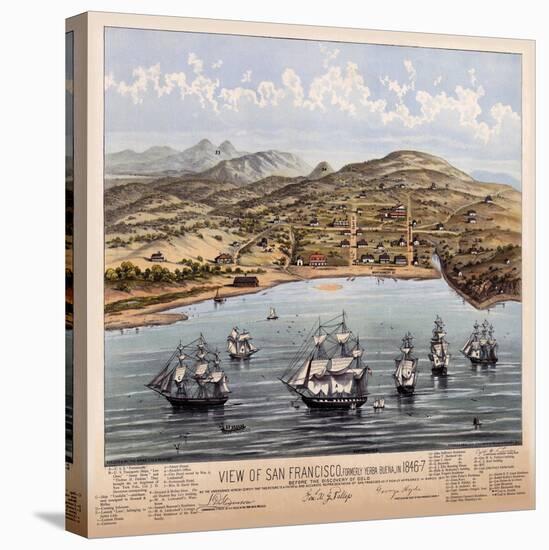 Birdseye View Of San Francisco 1847-Vintage Lavoie-Stretched Canvas