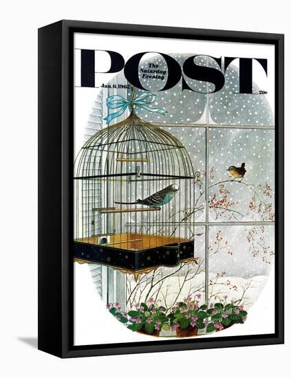 "Birdtalk," Saturday Evening Post Cover, January 6, 1962-Gyo Fujikawa-Framed Stretched Canvas