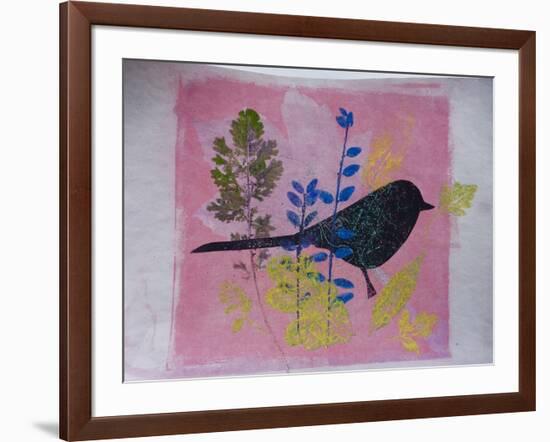 Birdy on pink-Sarah Thompson-Engels-Framed Giclee Print