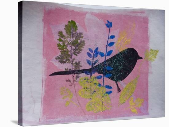 Birdy on pink-Sarah Thompson-Engels-Stretched Canvas