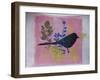 Birdy on pink-Sarah Thompson-Engels-Framed Giclee Print