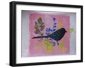 Birdy on pink-Sarah Thompson-Engels-Framed Giclee Print