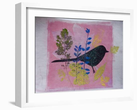 Birdy on pink-Sarah Thompson-Engels-Framed Giclee Print