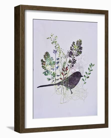 Birdy with leaves-Sarah Thompson-Engels-Framed Giclee Print