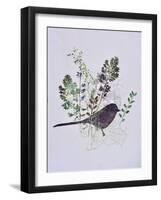 Birdy with leaves-Sarah Thompson-Engels-Framed Giclee Print