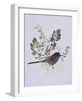 Birdy with leaves-Sarah Thompson-Engels-Framed Giclee Print