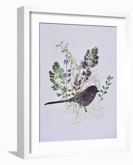 Birdy with leaves-Sarah Thompson-Engels-Framed Giclee Print