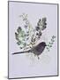 Birdy with leaves-Sarah Thompson-Engels-Mounted Giclee Print