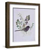 Birdy with leaves-Sarah Thompson-Engels-Framed Giclee Print