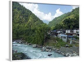 Birethanti Village, and Modi River Valley, Annapurna Sanctuary Region, Himalayas, Nepal, Asia-Peter Barritt-Framed Photographic Print