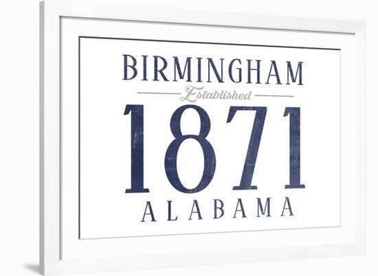 Birmingham, Alabama - Established Date (Blue)-Lantern Press-Framed Art Print