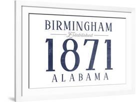 Birmingham, Alabama - Established Date (Blue)-Lantern Press-Framed Art Print