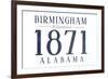 Birmingham, Alabama - Established Date (Blue)-Lantern Press-Framed Art Print