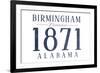 Birmingham, Alabama - Established Date (Blue)-Lantern Press-Framed Art Print