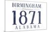 Birmingham, Alabama - Established Date (Blue)-Lantern Press-Mounted Art Print