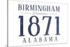 Birmingham, Alabama - Established Date (Blue)-Lantern Press-Stretched Canvas