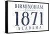 Birmingham, Alabama - Established Date (Blue)-Lantern Press-Framed Stretched Canvas