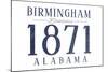Birmingham, Alabama - Established Date (Blue)-Lantern Press-Mounted Art Print