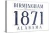 Birmingham, Alabama - Established Date (Blue)-Lantern Press-Stretched Canvas