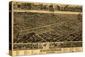 Birmingham, Alabama - Panoramic Map-Lantern Press-Stretched Canvas