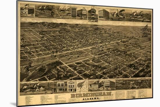 Birmingham, Alabama - Panoramic Map-Lantern Press-Mounted Art Print