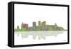 Birmingham Alabama Skyline 1-Marlene Watson-Framed Stretched Canvas