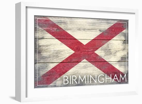 Birmingham, Alabama - State Flag - Barnwood Painting-Lantern Press-Framed Art Print