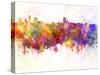 Birmingham Skyline in Watercolor Background-paulrommer-Stretched Canvas