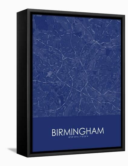 Birmingham, United Kingdom Blue Map-null-Framed Stretched Canvas