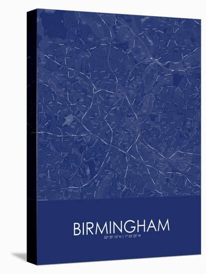 Birmingham, United Kingdom Blue Map-null-Stretched Canvas