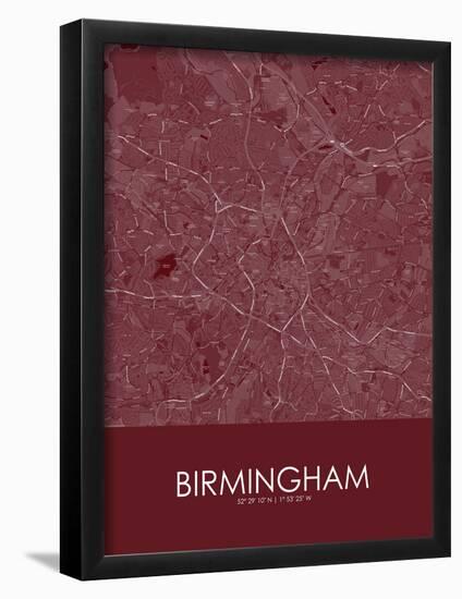 Birmingham, United Kingdom Red Map-null-Framed Poster