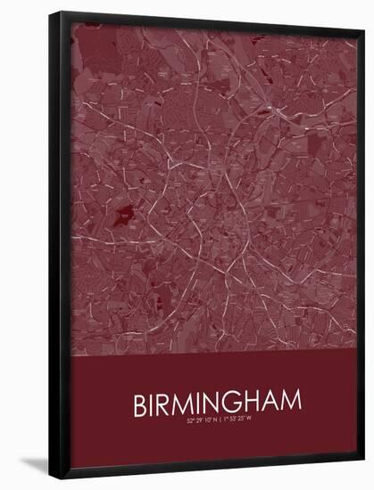 Birmingham, United Kingdom Red Map-null-Framed Poster