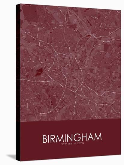 Birmingham, United Kingdom Red Map-null-Stretched Canvas