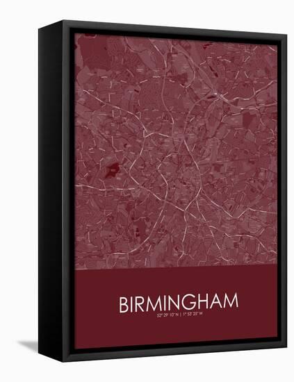 Birmingham, United Kingdom Red Map-null-Framed Stretched Canvas