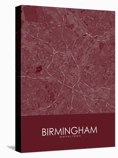 Birmingham, United Kingdom Red Map-null-Stretched Canvas