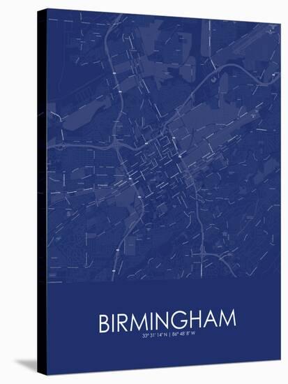 Birmingham, United States of America Blue Map-null-Stretched Canvas
