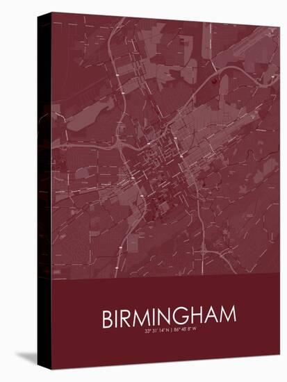 Birmingham, United States of America Red Map-null-Stretched Canvas