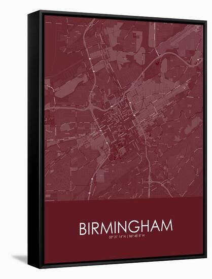 Birmingham, United States of America Red Map-null-Framed Stretched Canvas