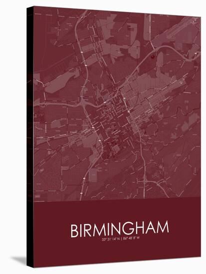 Birmingham, United States of America Red Map-null-Stretched Canvas