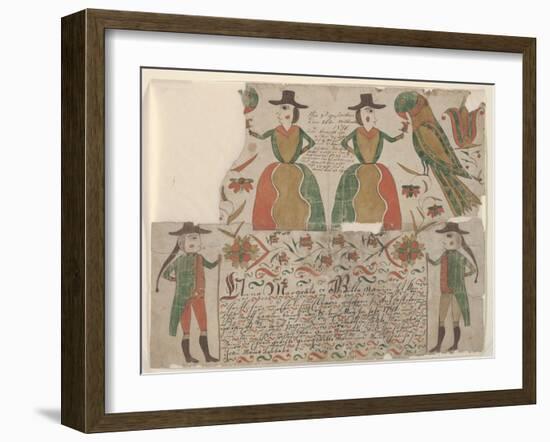 Birth and Baptism Certificate for Anna Margräta Willeman, Fraktur Painting, C.1810-null-Framed Giclee Print