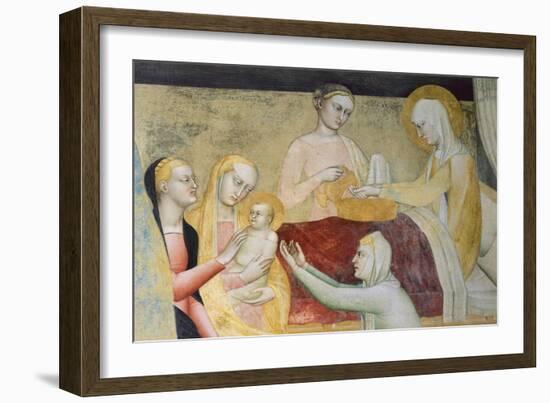 Birth of Mary, Fresco-Giovanni Da Milano-Framed Giclee Print