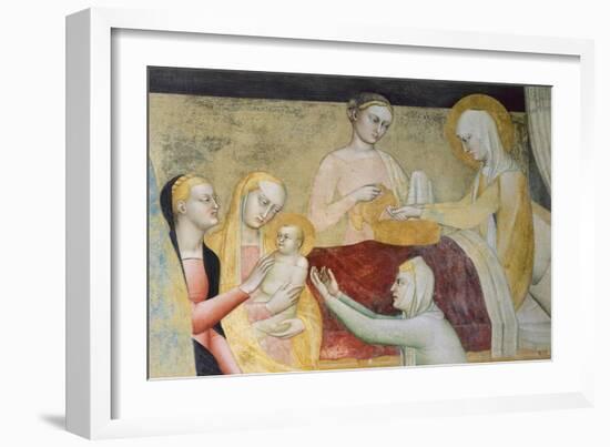 Birth of Mary, Fresco-Giovanni Da Milano-Framed Giclee Print