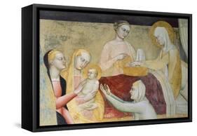 Birth of Mary, Fresco-Giovanni Da Milano-Framed Stretched Canvas