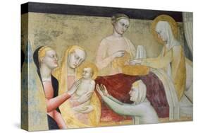 Birth of Mary, Fresco-Giovanni Da Milano-Stretched Canvas