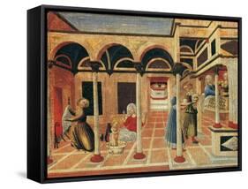 Birth of Saint Nicolas of Bari, 1430S-Pietro di Giovanni d'Ambrogio-Framed Stretched Canvas