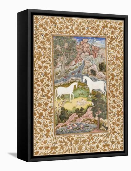 Birth of the Celestial Twins, c.1585-90-Mughal School-Framed Stretched Canvas