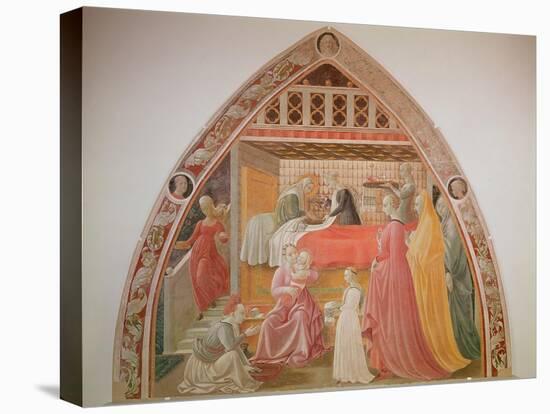 Birth of the Virgin, Cycle of the Lives of the Virgin and St. Stephen, Cappella Dell'Assunta-Paolo Uccello-Stretched Canvas