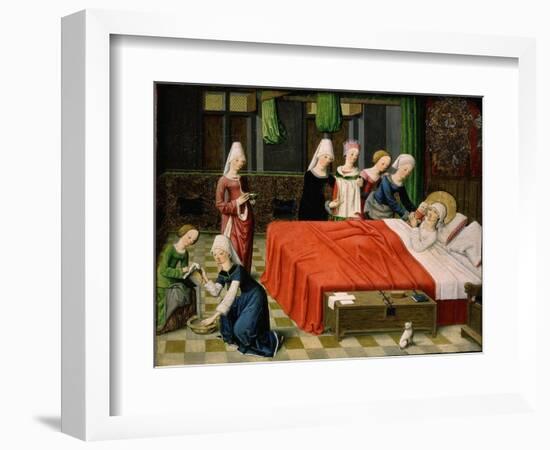 Birth of the Virgin Mary, from Scenes from the Life of the Virgin Mary (Detail)-Master of Aquisgrana-Framed Giclee Print